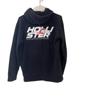 Hollister Sweatshirt Mens Small Black Logo Fleece Cali Hoodie